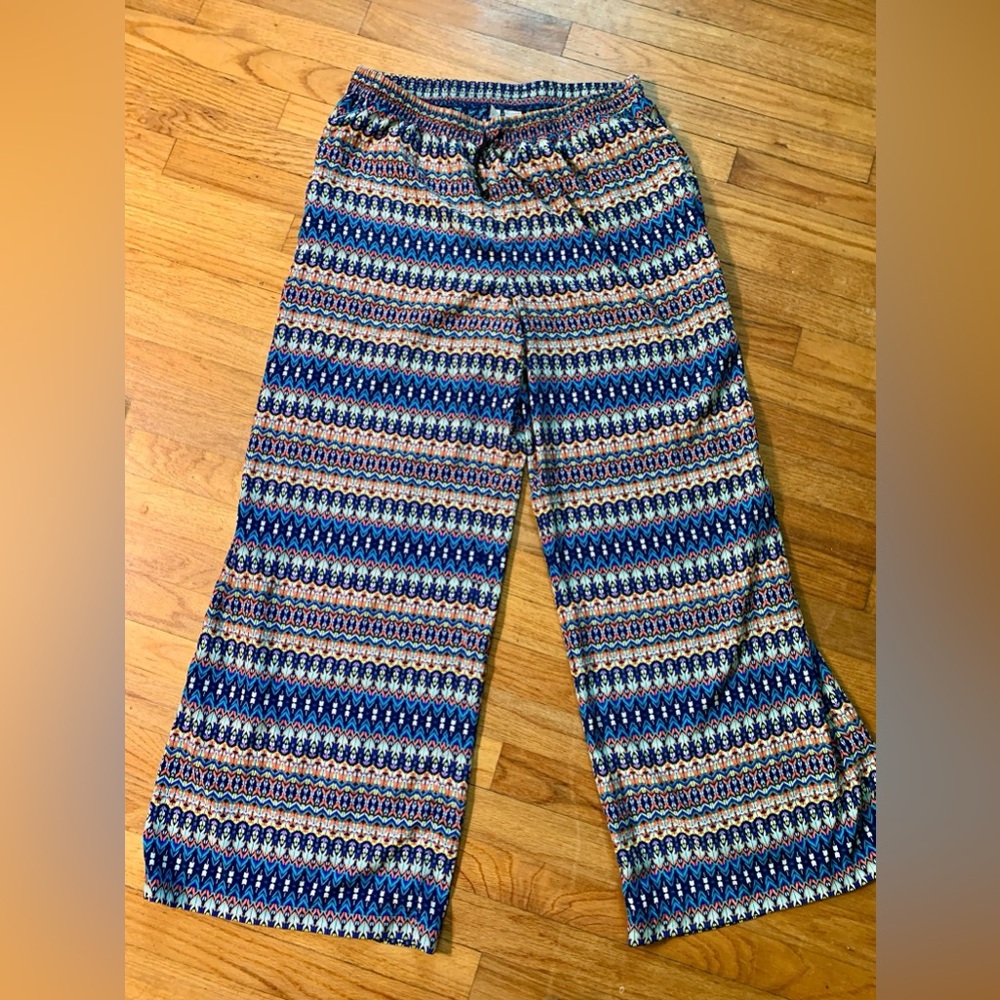 Colorful Patterned Wide-Leg Pants